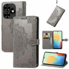 For Tecno Spark Go 2024 Mandala Flower Embossed Leather Phone Case(Gray) - 1