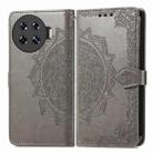 For Tecno Spark 20 Pro+ Mandala Flower Embossed Leather Phone Case(Gray) - 1