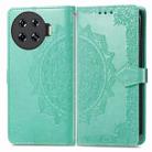 For Tecno Spark 20 Pro+ Mandala Flower Embossed Leather Phone Case(Green) - 1