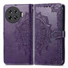 For Tecno Spark 20 Pro+ Mandala Flower Embossed Leather Phone Case(Purple) - 1