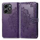 For Tecno Spark  20 4G Mandala Flower Embossed Leather Phone Case(Purple) - 1