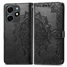 For Tecno Spark 20C Mandala Flower Embossed Leather Phone Case(Black) - 1