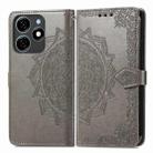 For Tecno Spark 20C Mandala Flower Embossed Leather Phone Case(Gray) - 1