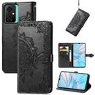 For Blackview C70 Mandala Flower Embossed Leather Phone Case(Black) - 1