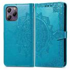 For Blackview A96 Mandala Flower Embossed Leather Phone Case(Blue) - 1