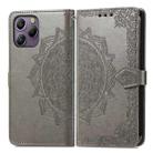 For Blackview A96 Mandala Flower Embossed Leather Phone Case(Gray) - 1