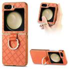 For Samsung Galaxy Z Flip5 5G Rhombus Plated Diamond Ring Phone Case(Orange) - 1