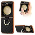 For Samsung Galaxy Z Flip5 5G Rhombus Plated Diamond Ring Phone Case(Black) - 1