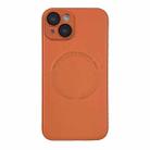 For iPhone 14 Plus MagSafe Leather All-inclusive TPU Shockproof Phone Case(Orange) - 1