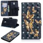 3D Colored Drawing Pattern Horizontal Flip Leather Case for Nokia 2.1, with Holder & Card Slots & Wallet(Black Background Butterfly) - 1