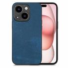 For iPhone 15 Vintage Leather PC Back Cover Phone Case(Blue) - 1