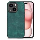 For iPhone 15 Vintage Leather PC Back Cover Phone Case(Green) - 1