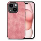 For iPhone 15 Vintage Leather PC Back Cover Phone Case(Pink) - 1