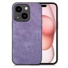 For iPhone 15 Vintage Leather PC Back Cover Phone Case(Purple) - 1