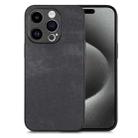 For iPhone 15 Pro Vintage Leather PC Back Cover Phone Case(Black) - 1