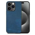 For iPhone 15 Pro Vintage Leather PC Back Cover Phone Case(Blue) - 1