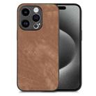 For iPhone 15 Pro Vintage Leather PC Back Cover Phone Case(Brown) - 1