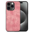 For iPhone 15 Pro Vintage Leather PC Back Cover Phone Case(Pink) - 1