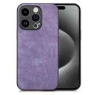 For iPhone 15 Pro Vintage Leather PC Back Cover Phone Case(Purple) - 1