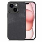 For iPhone 15 Plus Vintage Leather PC Back Cover Phone Case(Black) - 1