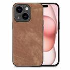 For iPhone 15 Plus Vintage Leather PC Back Cover Phone Case(Brown) - 1