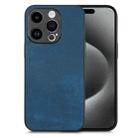 For iPhone 15 Pro Max Vintage Leather PC Back Cover Phone Case(Blue) - 1