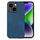 For iPhone 14 Vintage Leather PC Back Cover Phone Case(Blue) - 1