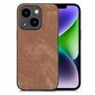 For iPhone 14 Vintage Leather PC Back Cover Phone Case(Brown) - 1