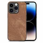 For iPhone 14 Pro Vintage Leather PC Back Cover Phone Case(Brown) - 1