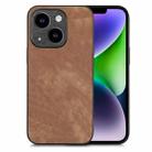 For iPhone 14 Plus Vintage Leather PC Back Cover Phone Case(Brown) - 1