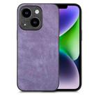 For iPhone 14 Plus Vintage Leather PC Back Cover Phone Case(Purple) - 1