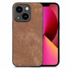 For iPhone 13 Vintage Leather PC Back Cover Phone Case(Brown) - 1