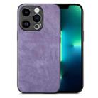 For iPhone 13 Pro Max Vintage Leather PC Back Cover Phone Case(Purple) - 1