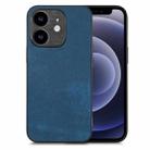 For iPhone 12 mini Vintage Leather PC Back Cover Phone Case(Blue) - 1