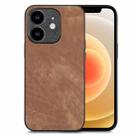 For iPhone 12 Vintage Leather PC Back Cover Phone Case(Brown) - 1
