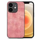 For iPhone 12 Vintage Leather PC Back Cover Phone Case(Pink) - 1