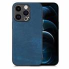 For iPhone 12 Pro Max Vintage Leather PC Back Cover Phone Case(Blue) - 1