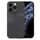 For iPhone 11 Pro Max Vintage Leather PC Back Cover Phone Case(Black) - 1