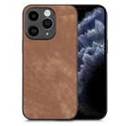 For iPhone 11 Pro Max Vintage Leather PC Back Cover Phone Case(Brown) - 1