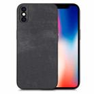 For iPhone X / XS Vintage Leather PC Back Cover Phone Case(Black) - 1