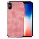 For iPhone X / XS Vintage Leather PC Back Cover Phone Case(Pink) - 1