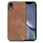 For iPhone XR Vintage Leather PC Back Cover Phone Case(Brown) - 1