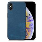 For iPhone XS Max Vintage Leather PC Back Cover Phone Case(Blue) - 1