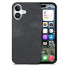 For iPhone 16 Plus Vintage Leather PC Back Cover Phone Case(Black) - 1