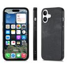 For iPhone 16 Plus Vintage Leather PC Back Cover Phone Case(Black) - 2