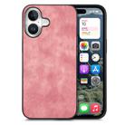 For iPhone 16 Plus Vintage Leather PC Back Cover Phone Case(Pink) - 1