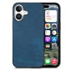 For iPhone 16 Plus Vintage Leather PC Back Cover Phone Case(Blue) - 1