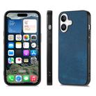 For iPhone 16 Plus Vintage Leather PC Back Cover Phone Case(Blue) - 2