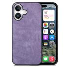 For iPhone 16 Plus Vintage Leather PC Back Cover Phone Case(Purple) - 1