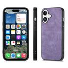 For iPhone 16 Plus Vintage Leather PC Back Cover Phone Case(Purple) - 2